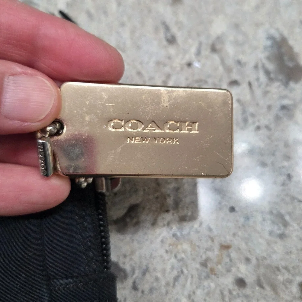 COACH Black Nylon Document Laptop‎ Case Work Bag Gold Tag E0869-70130